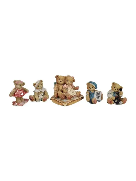 Set Of 5 Cherished Teddies Harrison Hartford Cub Bear CT002 Porcelain Figure