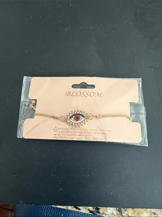 NWOT Blossom Gold Evil Eye‎ Bracelet with Red Accent