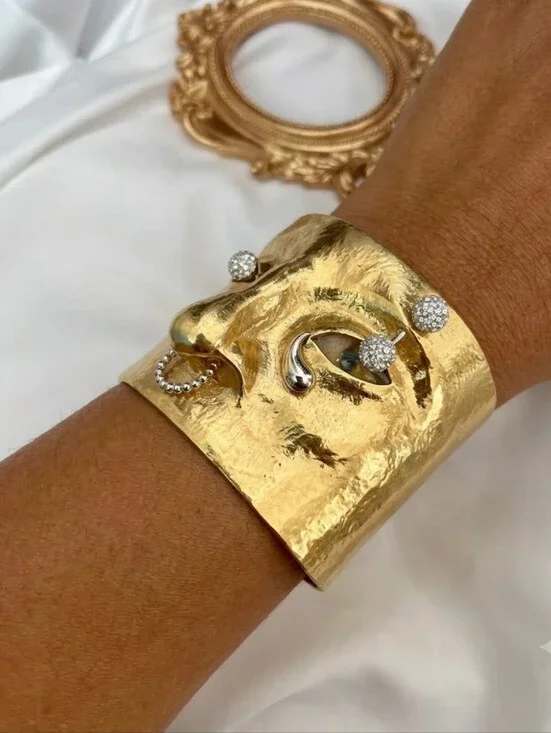 Schiaparelli Inspired Surrealist Face Cuff • Luxury Statement Jewelry