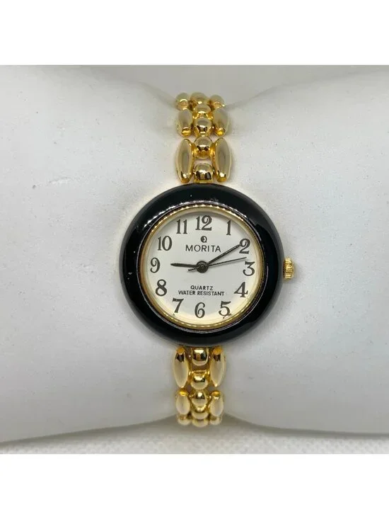 vintage Morita gold tone 18k electro plated women watch 26mm size 6.5” running