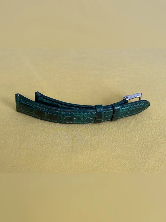 16mm Green Embossed Alligator Leather Strap