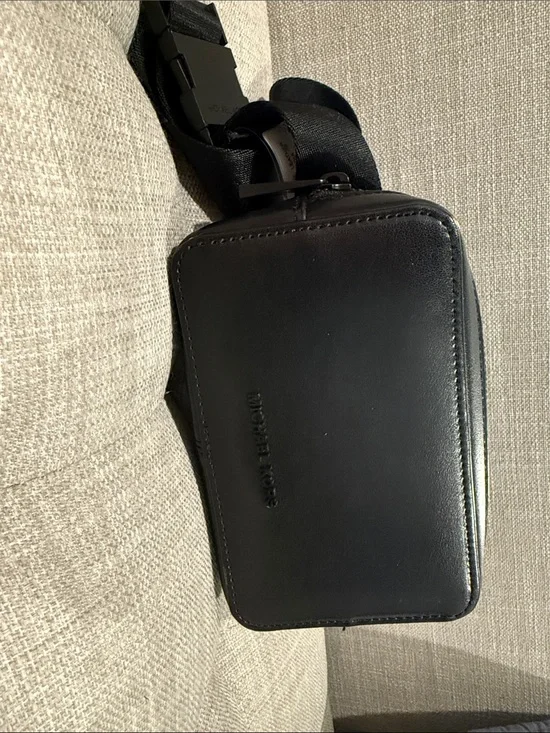 Michael Kors Black Leather Belt Bag with Adjustable Strap