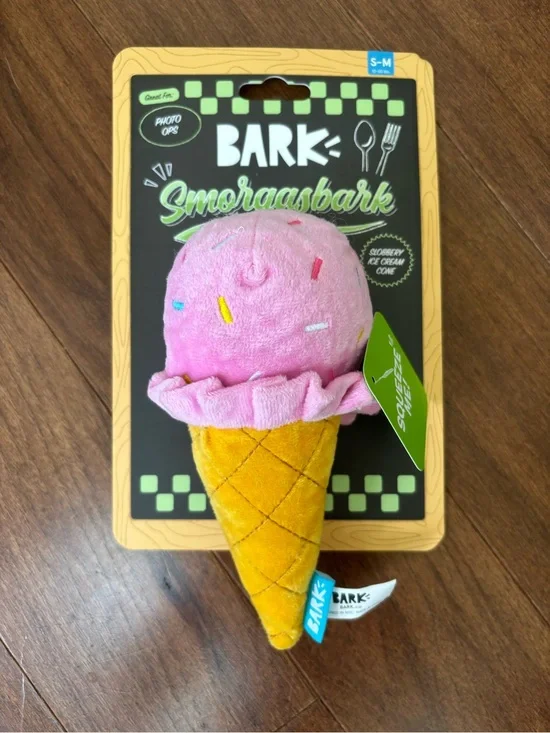 BARK Pink Ice Cream Cone Plush Dog Toy