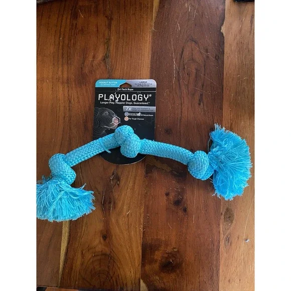 PLAYOLOGY Dri-Tech Rope Peanut Butter Scent‎ JUMBO for Dogs