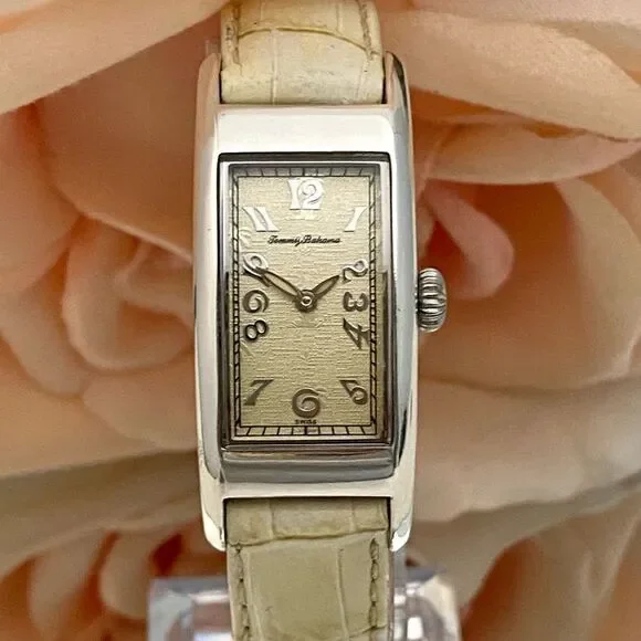 Tommy Bahama Sterling Silver Curvex Tank Style Ladies Swiss Quartz Watch