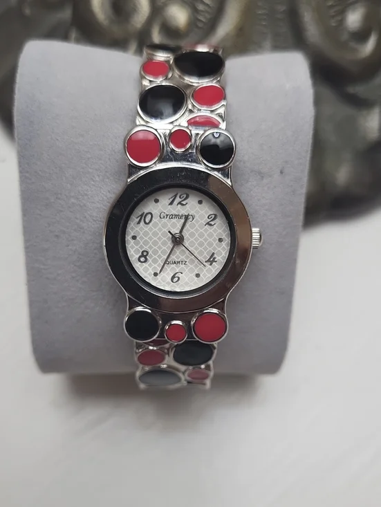 GRAMERCY Red & Black Circle CUFF Watch