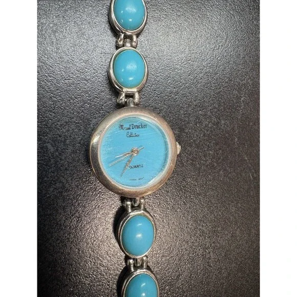 Marcel Drucker Collection Watch Silver Tone Turquoise Band