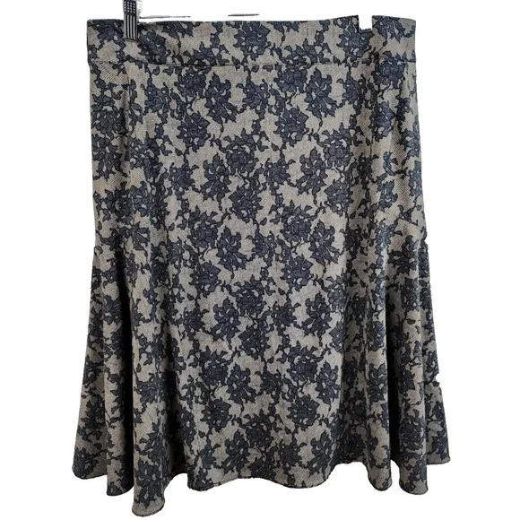 Michael Michael Kors BOHO Skirt Womens 12 Black Floral Print Modest NEW
