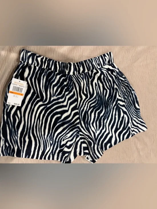 Michael Kors Zebra Print Elastic Waist Shorts in Black & White/ size small