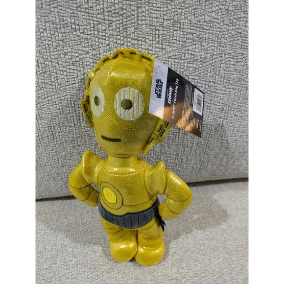 Star Wars‎ C-3PO Plush Dog Toy Chewy Gold Metallic Squeaky Crinkle New with Tags