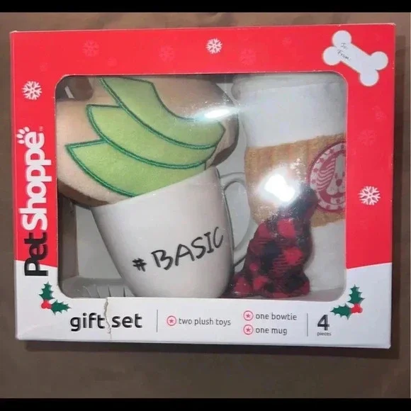 PETSHOPPE DOG TOY GIFT SET 4PC -‎ MUG, TOYS, BOW TIE
