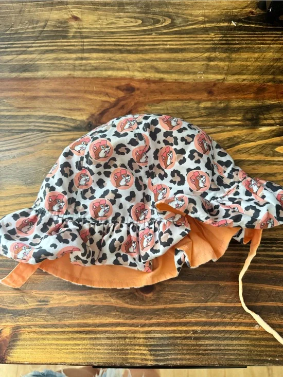 Reversible Orange Cartoon Print Kids Sun Hat