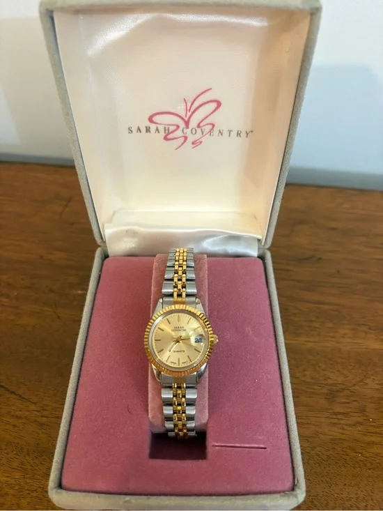 Sarah Coventry Two-Tone Gold and Silver Women's Bracelet Watch