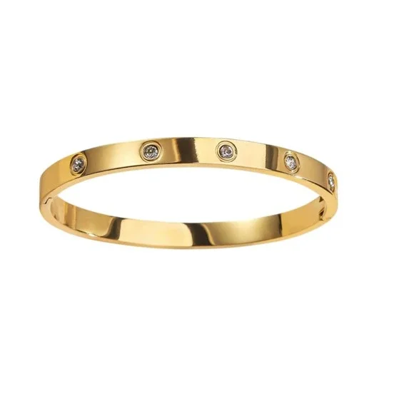 Sparkling Bangle Bracelet 18k Gold over‎ Stainless Steel NWOT