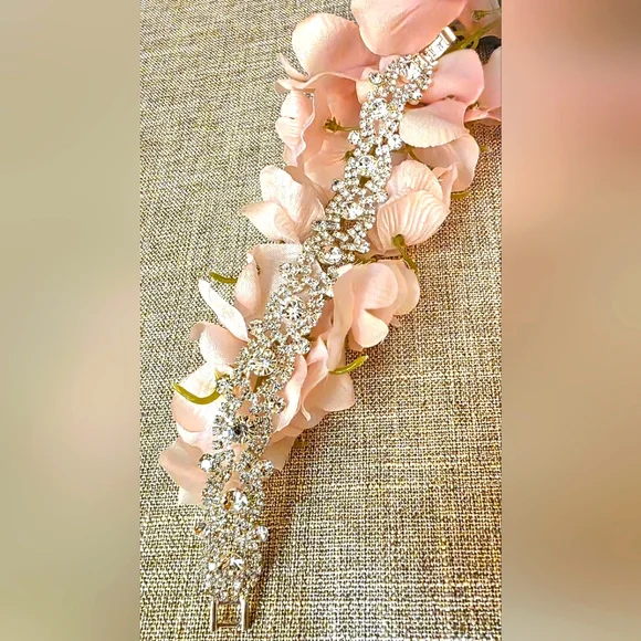 Silvertone Crystal Rhinestone Bracelet.  Bridal Bracelet