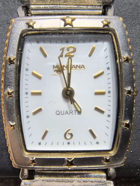 Montana Silversmiths Watch Cowgirl Up Silver Gold Texas Stars New Bat Works ECU