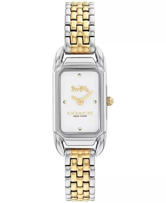Coach New York Cadie Women Watch Two-Tone Bracelet Slim Rectangular As Is Silver