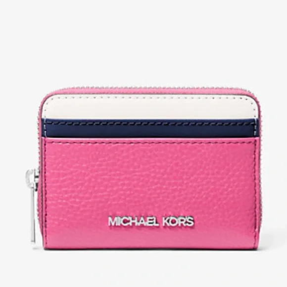 Michael Kors Jet Set Travel Medium Color-Block Wallet DRAGONFRUIT MULTI NWT