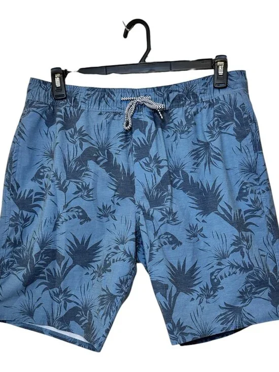 HANG TEN Mens Board Shorts Swim Trunks Tropical Palm Print Size XL Swimwear Blue