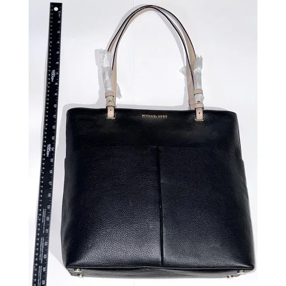 Michael Kors MK Bedford Legacy Top Zip Purse Leather Pocket Tote Black Bag
