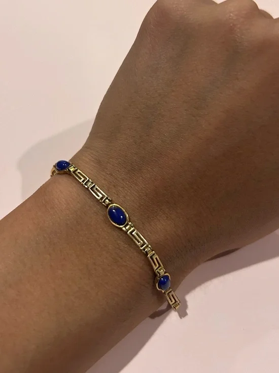 Gold Bracelet with Blue Stone Accents