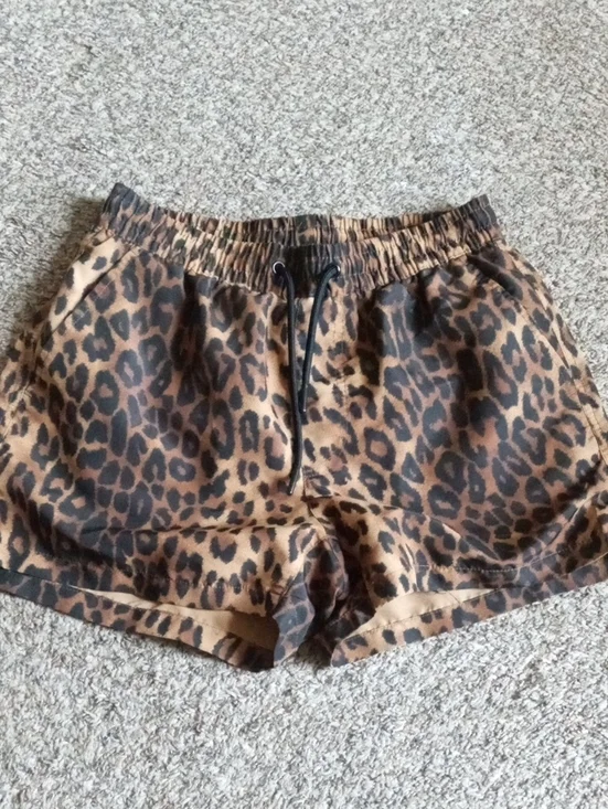 Men's Forever 21 Leopard Print Swim Shorts - Brown/Black