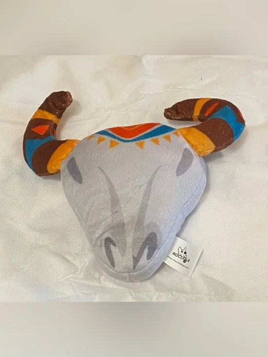 Decorative Plush Ram Head Pillow with Colorful Horns