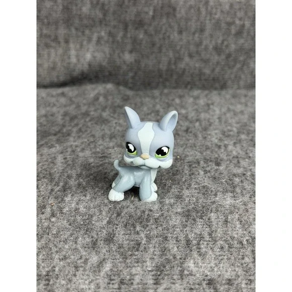 Hasbro Littlest Pet Shop Gray Boston Terrier Dog #857 Figure 2004 LPS Toy C-037