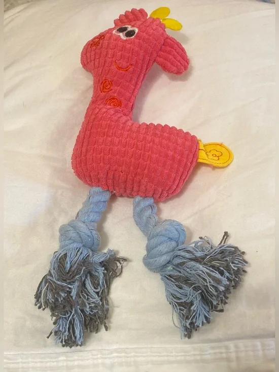 Plush Pink Giraffe Rope Dog Toy