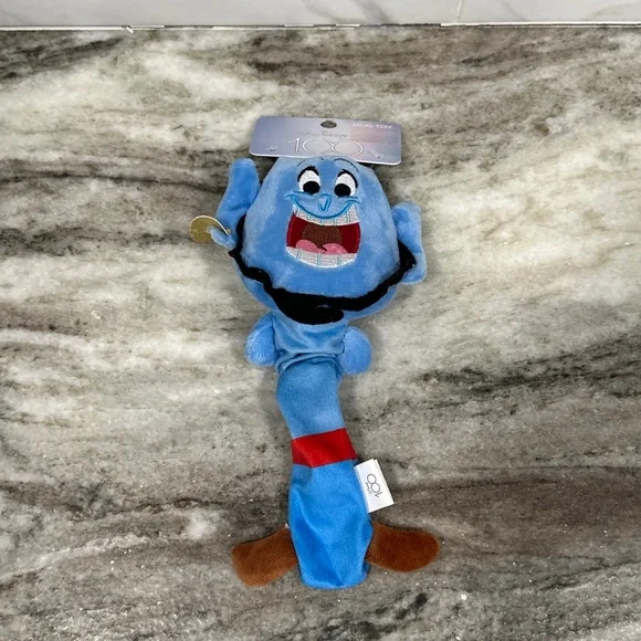 Disney 100 Aladdin GENIE Plush Bungee TUG TOY for Small Dogs Squeaker Crinkle