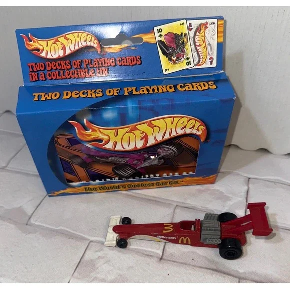 Hot Wheels 1993 McDonalds Dragster‎ & 2001 Bicycle Playing Cards Tin Set