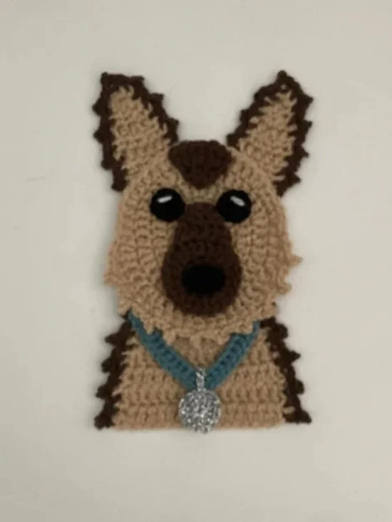 Handmade Crochet German Shepherd coaster- made to order (example)