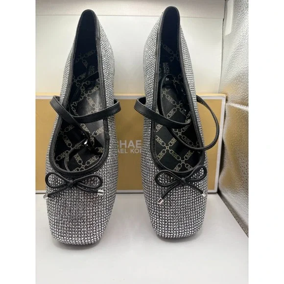 Michael Kors Collette Flex Ballet Glitter CHN MSH with Rhinestones Sz 8.5M
