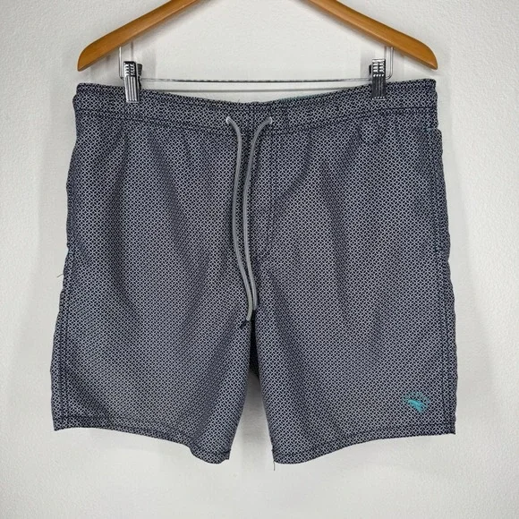 Ted Baker Navy‎ Geometric Print Swim Shorts Trunks Lobster Logo Mens Size 3 L