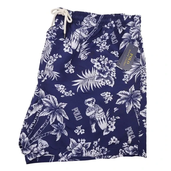 NEW Polo Ralph Lauren Polo Bear Swim Trunks Navy Blue Men 3XB Mesh Liner Shorts