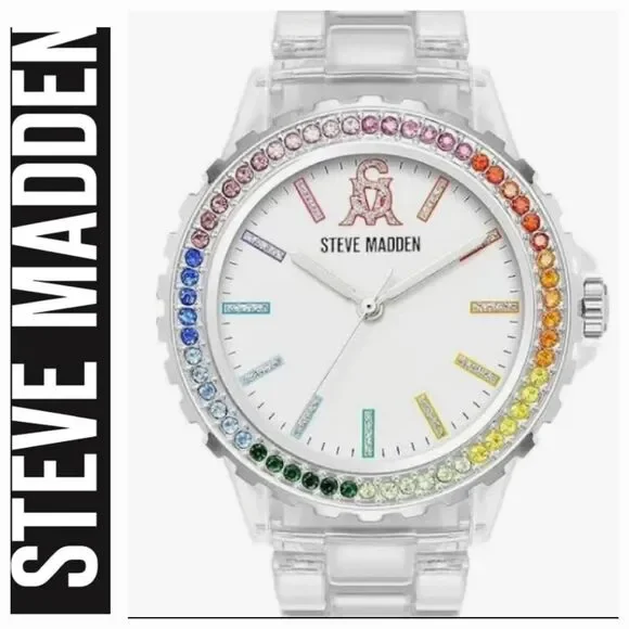 Steve Madden Genuine Crystal Accented Resin‎ Braclet Watch