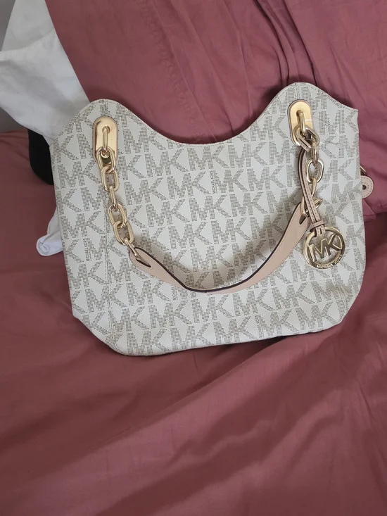 Michael Kors Ivory Logo Chain-Handle Shoulder Bag
