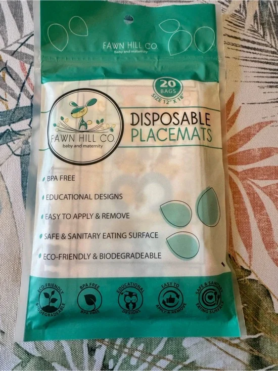 Disposable Placemat Bibs in Teal and White