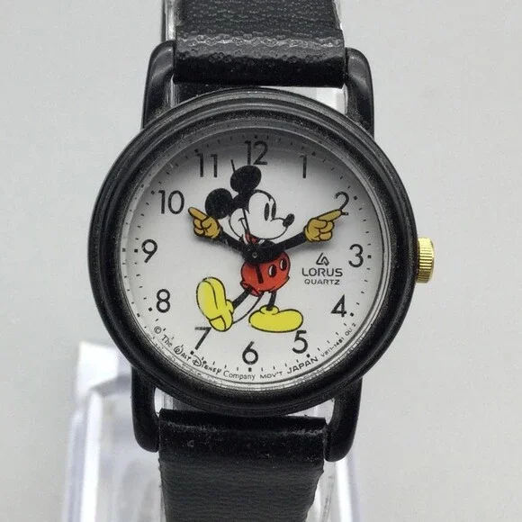 Lorus Disney Mickey Mouse Womens Watch Black Plastic New Battery