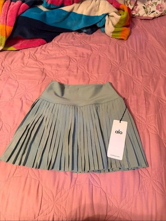 ALO Yoga Pleated Skater Skirt in Sage
