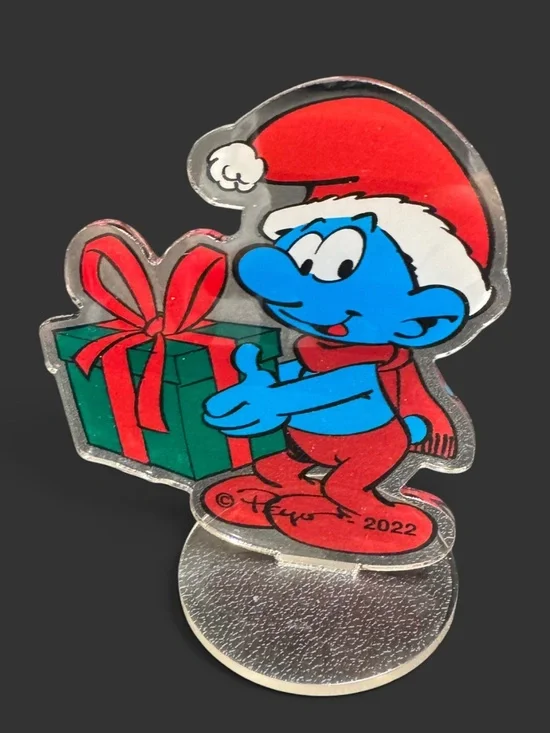 Smurf Christmas Acrylic Holiday Standee Decor New