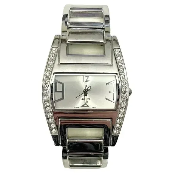 Women's SILVER Tone RHINESTONE BRACELET Watch - NEW BATTERY