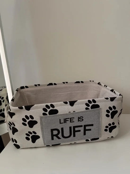 Life Is RUFF Paw Print Storage Basket