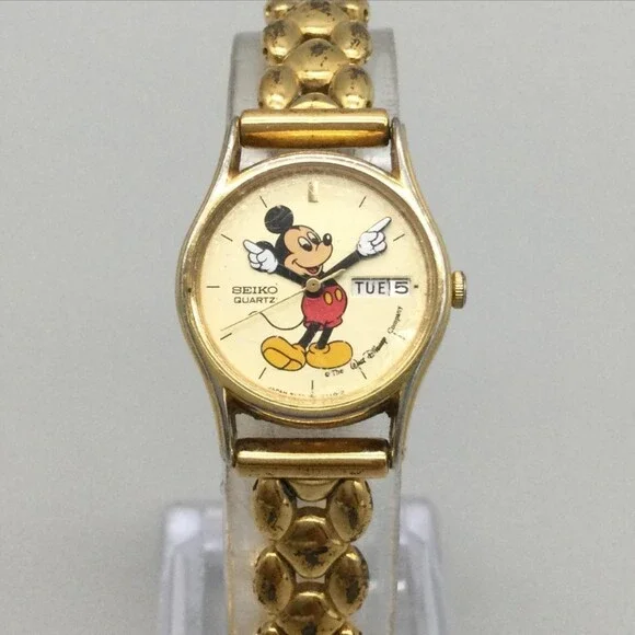 Vintage Seiko Womens Watch 22mm Mickey Mouse3Y03-0049 NOT RUNNING FOR PARTS
