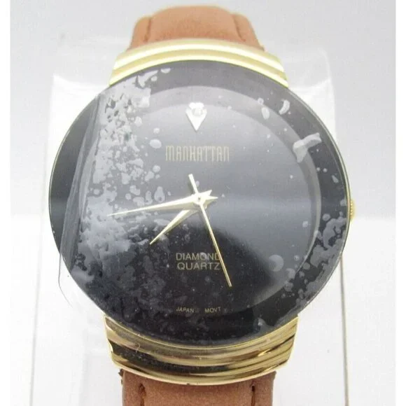 Women Manhattan Genuine Diamond Quartz WR Analog 32mm Causal Round Watch (F548)