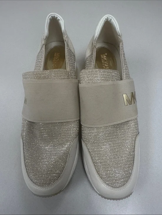 MICHAEL KORS Women’s Size 10 Felix wedge champagne gold slip on fashion sneakers
