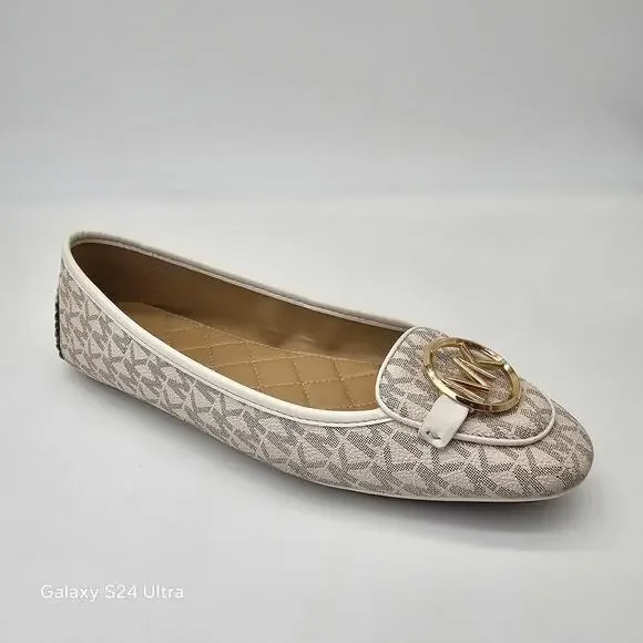 Michael Kors Fulton Logo Moccasin Vanilla Monogram Ballet Flat Moc Women's 9M