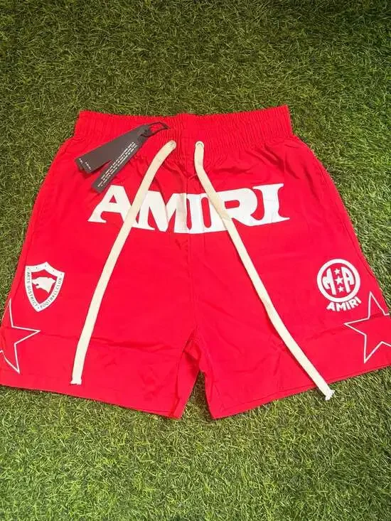 AMIRI Arts District Football Club Shorts in Red (Size Medium)