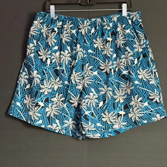 Columbia PFG Men's XL Blue Tropical Palm Fish Print Omni-Shade Fishing Shorts 40