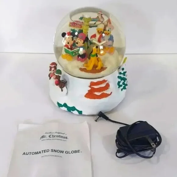 NIB Disney Millennium 2000 Mickeys Automated Snow Globe Music Box Mr Christmas